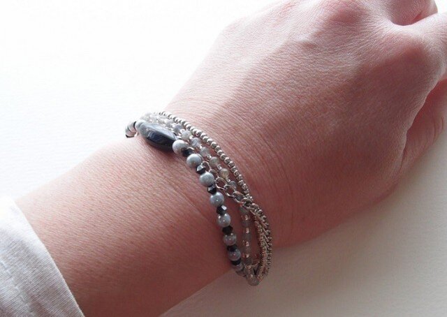 なつページ　ラブラドライト　ブレスレット　3点まとめ 2219a.jpg