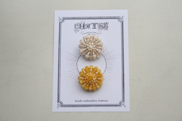 ビーズ刺繍のボタンシート スイセン no.1517の画像1枚目