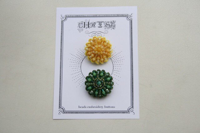 ビーズ刺繍のボタンシート ミモザ no.1518の画像1枚目