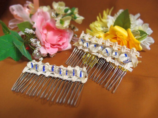 ガラスとレースのヘアコームの画像1枚目