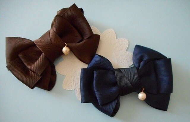 全5色✩グログランとコットンパールのバレッタ（peony） | iichi 日々