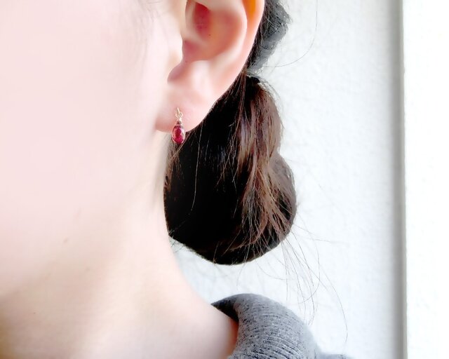 maumaumau　クリスタル　ハニカムカービング　　ピアス　14kgf GARNI - 【取り寄せ】ハニカム柄 スタッズ リングピアス Lサイズ