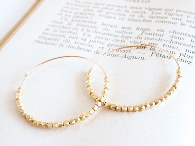 14KGF Metal Beads Hoops GD / Lの画像1枚目