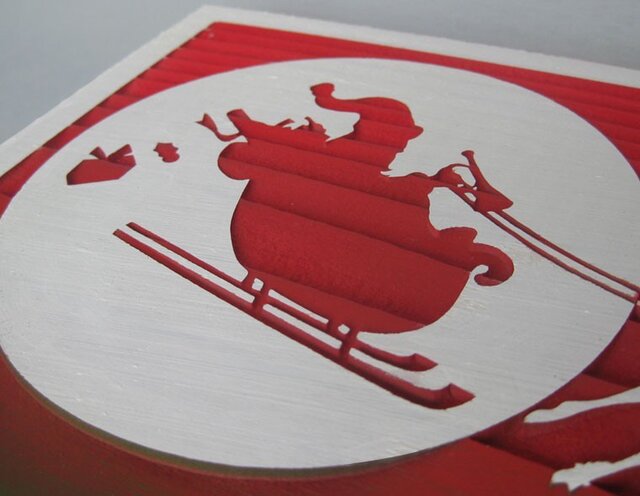 木彫りウェルカムボード「クリスマスサンタ」 | iichi 日々の暮らしを