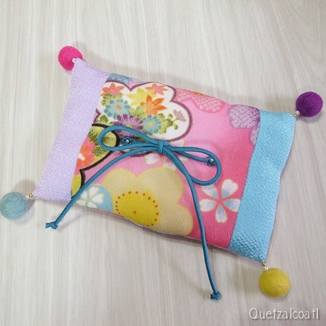 リングピロー70 <ブルー×ピンク系>の画像1枚目
