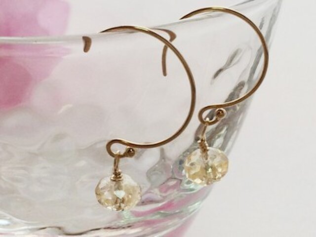 【SALE】14kgf 宝石質 シトリン 一粒 ピアスの画像1枚目