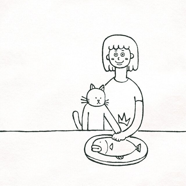 半袖Tシャツ 猫選べます『ボクノサカナ・女子』 メンズ レディース