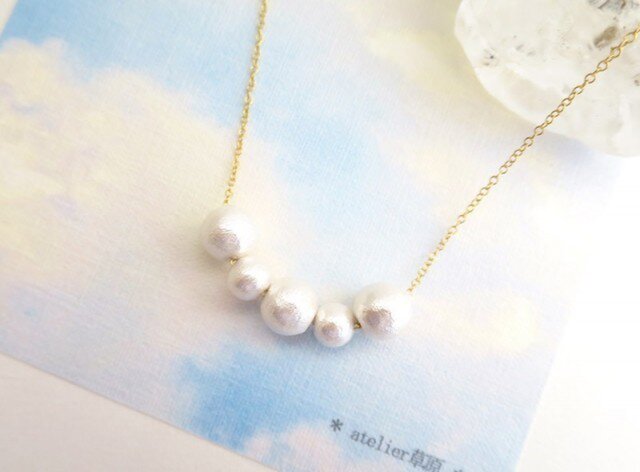 *14KGF*コットンパールのネックレス*5粒*の画像1枚目