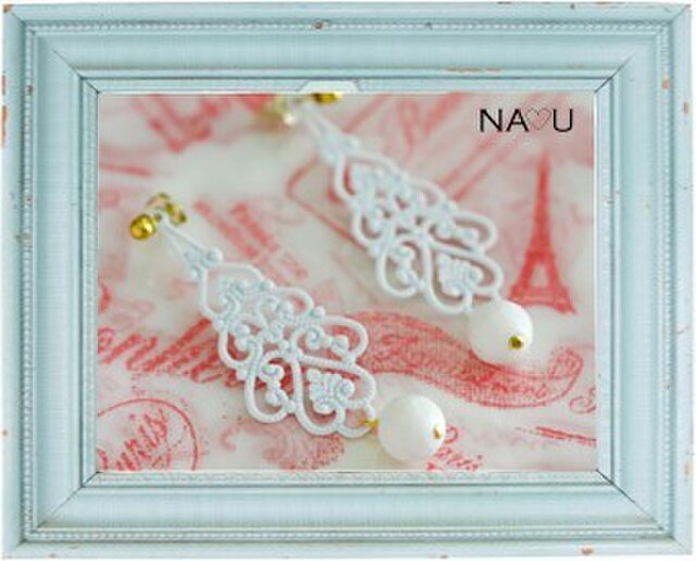 【N様オーダー品】アンティーク風しずくピアスの画像1枚目