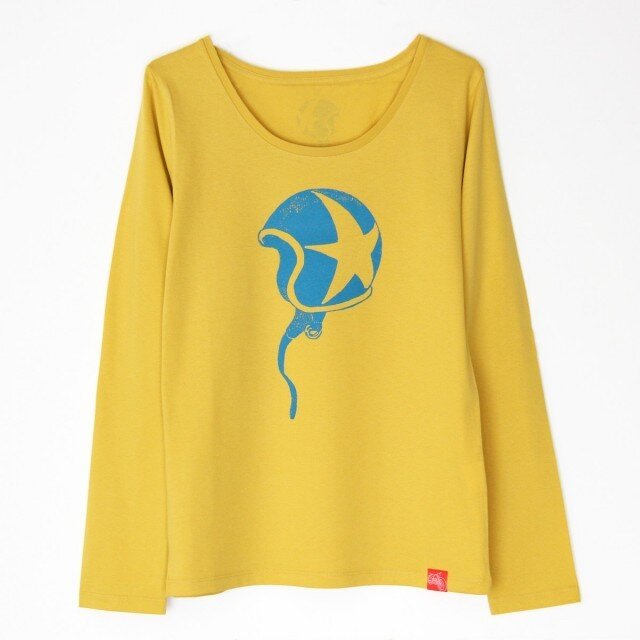 ☆のヘルメットTシャツLady`s　yellow×blue