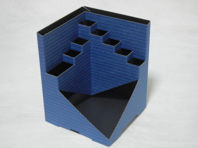 Pen-Cube(ペンキューブ)エンボス ボーダー/ ネイビーの画像1枚目