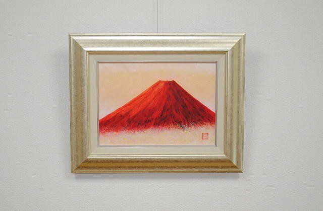 セール特価 日本画色紙 4号「赤富士」 額付き | iichi 日々の