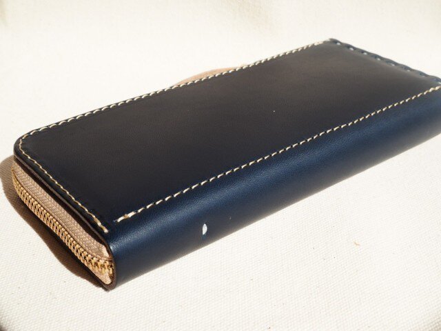 ダブルファスナーの長財布 / ネイビー | iichi 日々の暮らしを心地よく