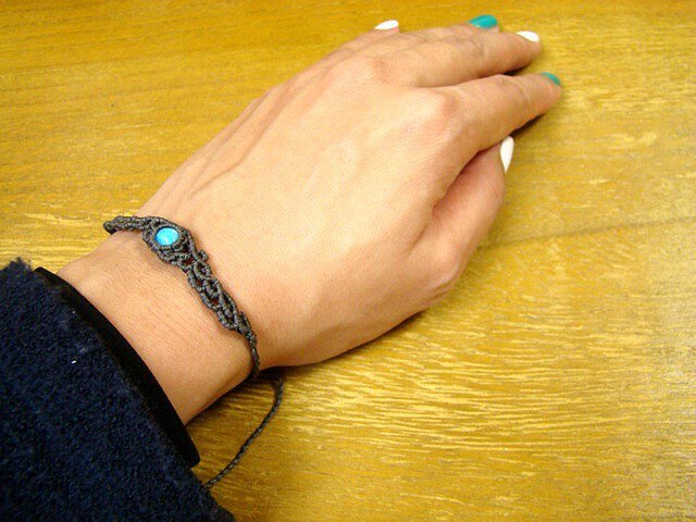 ラリマーのマクラメ編み 天然石ブレスレット | iichi 日々の暮らしを
