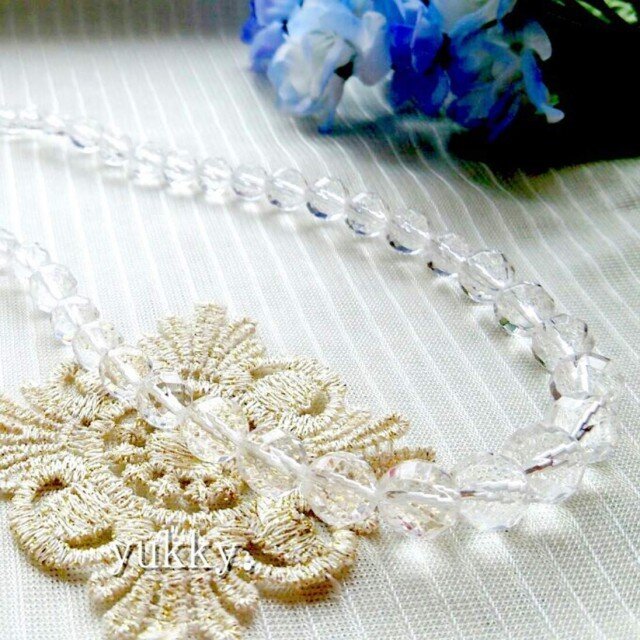 天然クリスタル☆72面ツイストカットネックレス