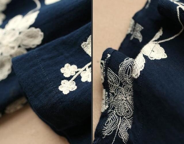 受注製作 刺繍 可愛いお花柄 綿と麻のワンピース Sw2245 Iichi ハンドメイド クラフト作品 手仕事品の通販