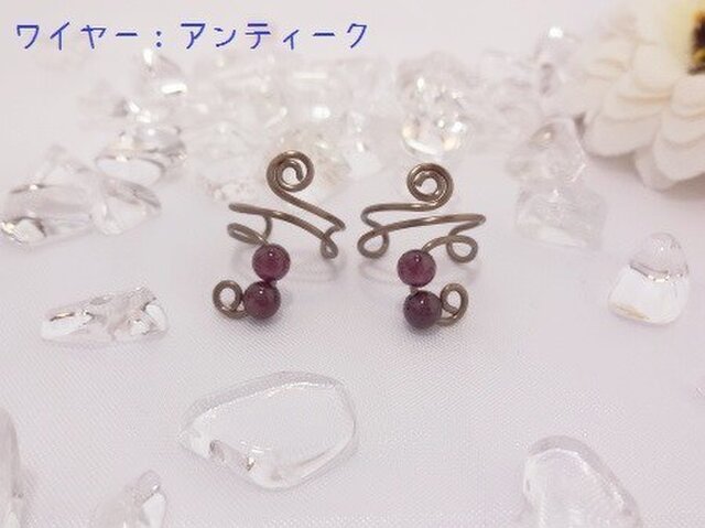 イヤーカフ ダブルガーネット(両耳)の画像1枚目