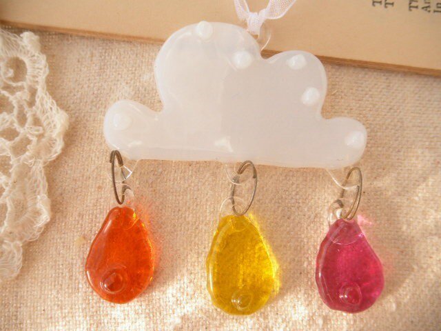 ガラスのモビール*もくもく雲さん♪orangeの画像1枚目
