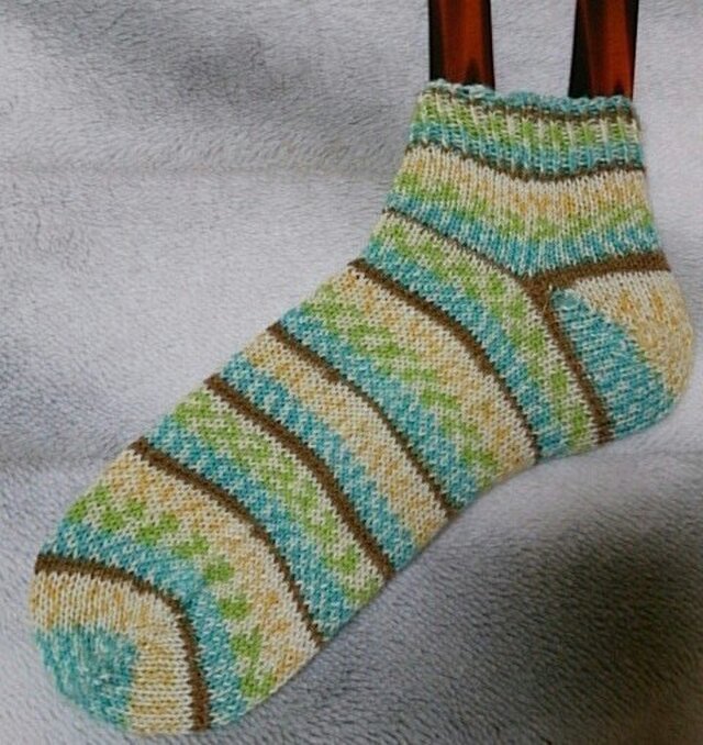 手編み靴下 カメレオンカメラ 03リーフ