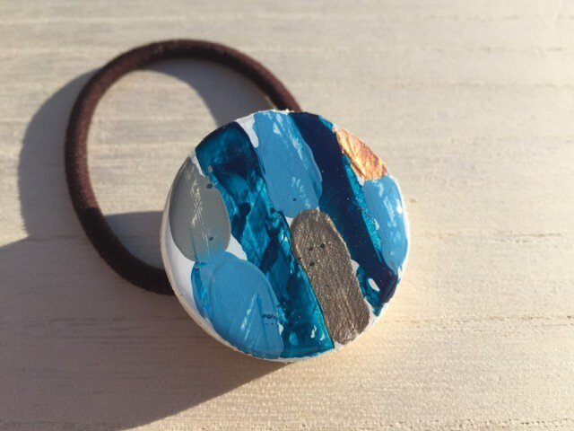 wood hair elastic: sea blueの画像1枚目