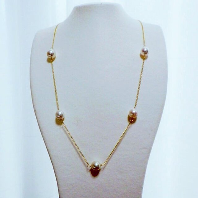 【30％OFF】本物あこや真珠　ステーションネックレス　MN0415-002