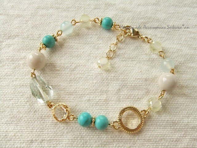 sold out:ブルーグリーンのブレスレット(B0299)の画像1枚目
