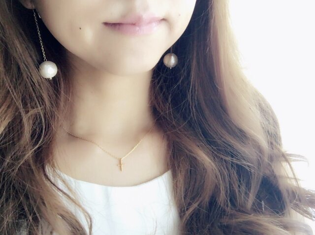 【14kgfピアス変更可】Cotton pearl simple Pierceの画像1枚目