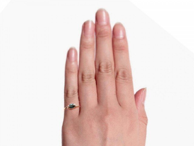 インディゴライト（ブルー）トルマリンとK10のピンキーリング | iichi