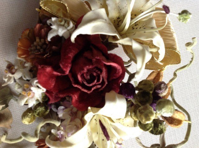 薔薇と百合の花束 布花 Iichi ハンドメイド クラフト作品 手仕事品の通販