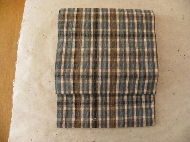 ★<こちらの作品は再出品することができません>名古屋帯*谷さんの布(格子)の画像1枚目