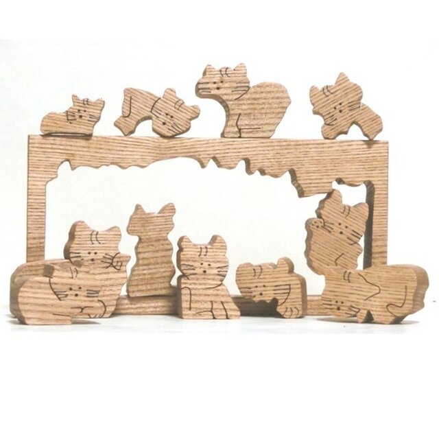 猫のパズル(組木)の画像1枚目