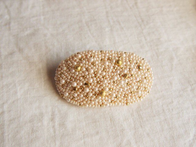 tawara-oneビーズ刺繍バレッタの画像1枚目