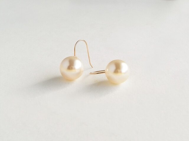 パールフックピアス10Kピンクゴールド 10mm 色：クリーム | iichi 