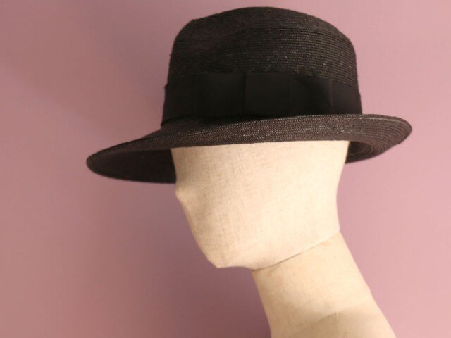 黒のストローハット Michel ミシェルの画像1枚目