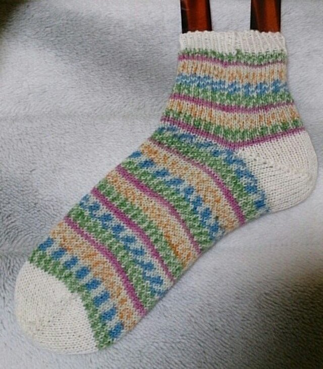 手編み靴下 カメレオンカメラ キャンディー