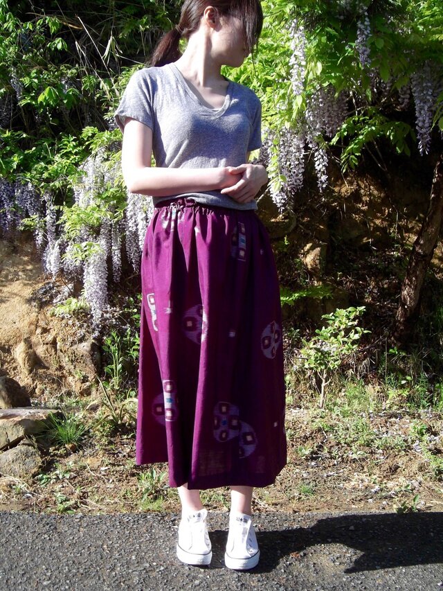 素敵な紫のギャザースカート