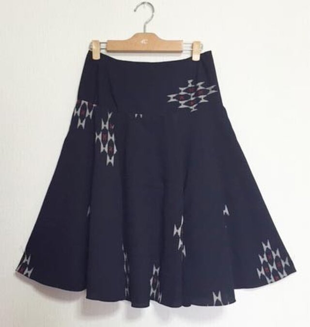 SALE 30％OFFジオメトリックフレアスカート　着物リメイク