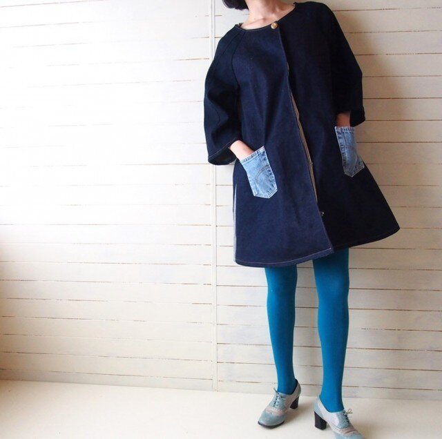 デニムリメイク‪☆こだりデザイン遊びコート‪( *´艸`) リメイクデニムコート | iichi 日々の暮らしを心地よくする