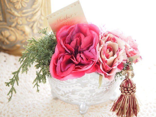 SOLD OUT*母の日にアンティーカラーの上品アレンジ*ピンクの画像1枚目