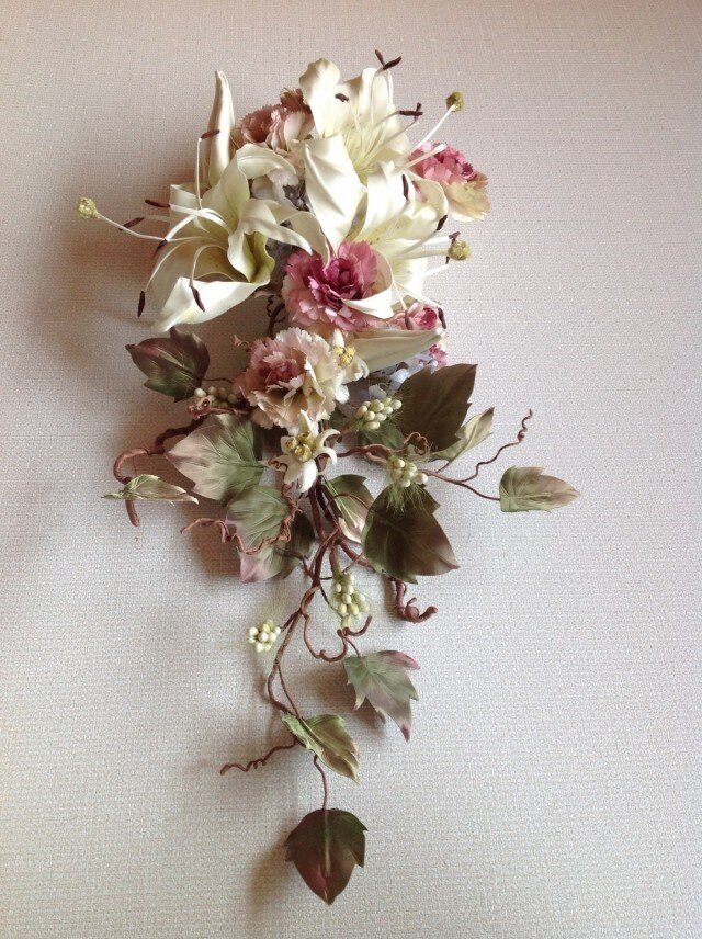 ゆりとカーネーションと紫陽花の壁掛けの画像1枚目