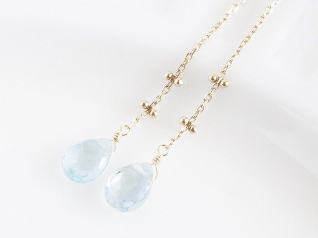 K10 Dew Drop Earrings BLの画像1枚目