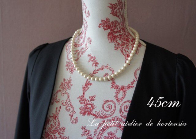 8mm☆キスカ38~45cmコットンパールロングネックレス☆8mm ネックレス☆14kgf変更可の画像1枚目