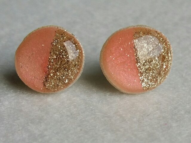 ピアス ピンク&ゴールドの画像1枚目