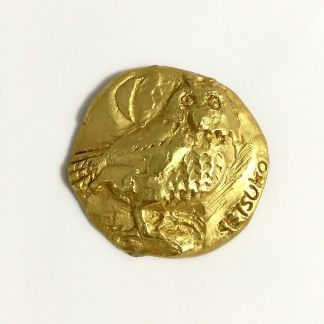 みみずくブローチ ①の画像1枚目