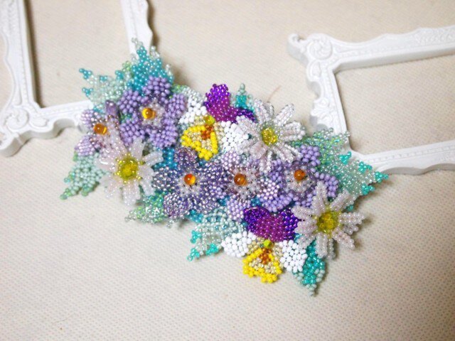 バレッタ Bouquet(パンジー×マーガレット)の画像1枚目