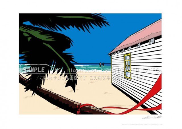 Private sea」南国のイラスト ポスター(A2版) | iichi 日々の暮らしを