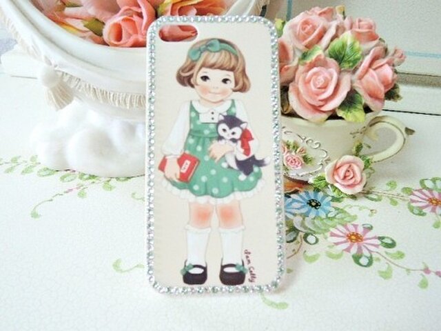 iPhone5・5S対応ケース グリーンドットガールの画像1枚目