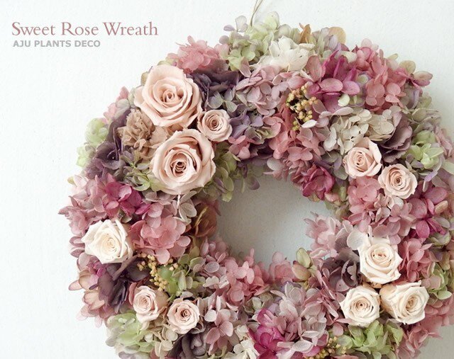 Sweet Rose Wreath (プリザ) 28cmの画像1枚目