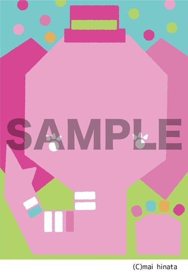 ピンクのぞうのイラストのポストカード 同柄2枚組 Iichi ハンドメイド クラフト作品 手仕事品の通販