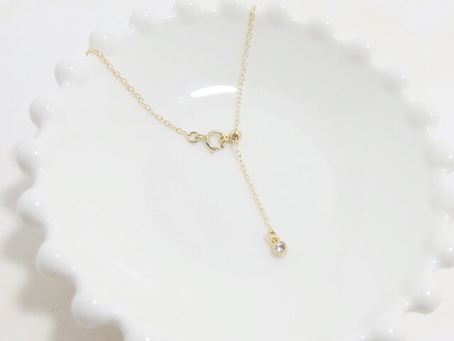 *K14GF* キュービックジルコニア(ミル打ち)☆アンクレットの画像1枚目